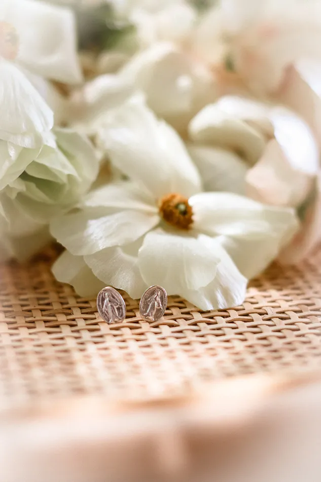 TheLittleCatholic Earrings Miraculous Medal Earrings in Sterling Silver