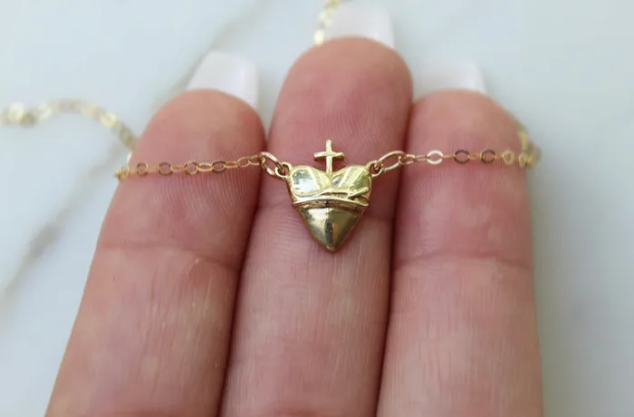 TheLittleCatholic Necklaces Holy Hearts Sacred Heart of Jesus Necklace