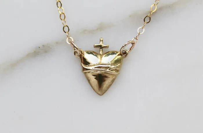 TheLittleCatholic Necklaces Holy Hearts Sacred Heart of Jesus Necklace