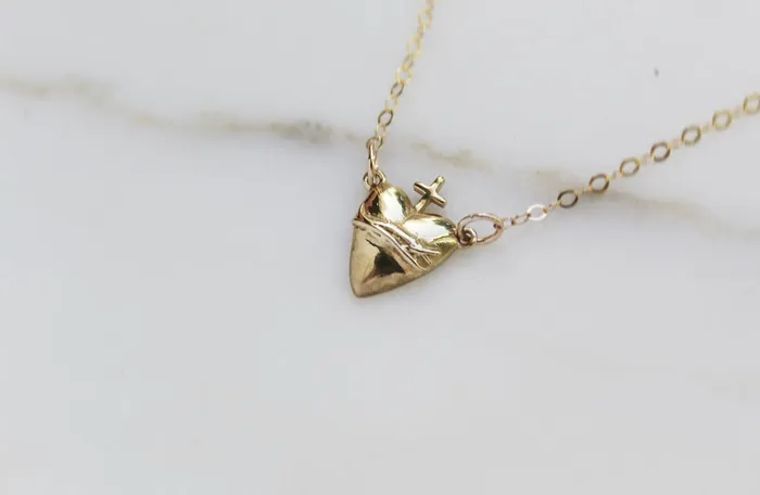 TheLittleCatholic Necklaces Holy Hearts Sacred Heart of Jesus Necklace