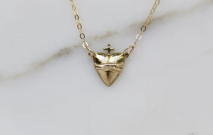 TheLittleCatholic Necklaces Holy Hearts Sacred Heart of Jesus Necklace