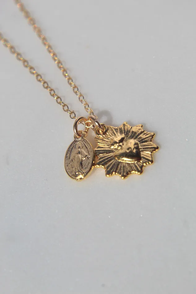 TheLittleCatholic Necklaces The Little Sacred Heart and Miraculous Medal Necklace