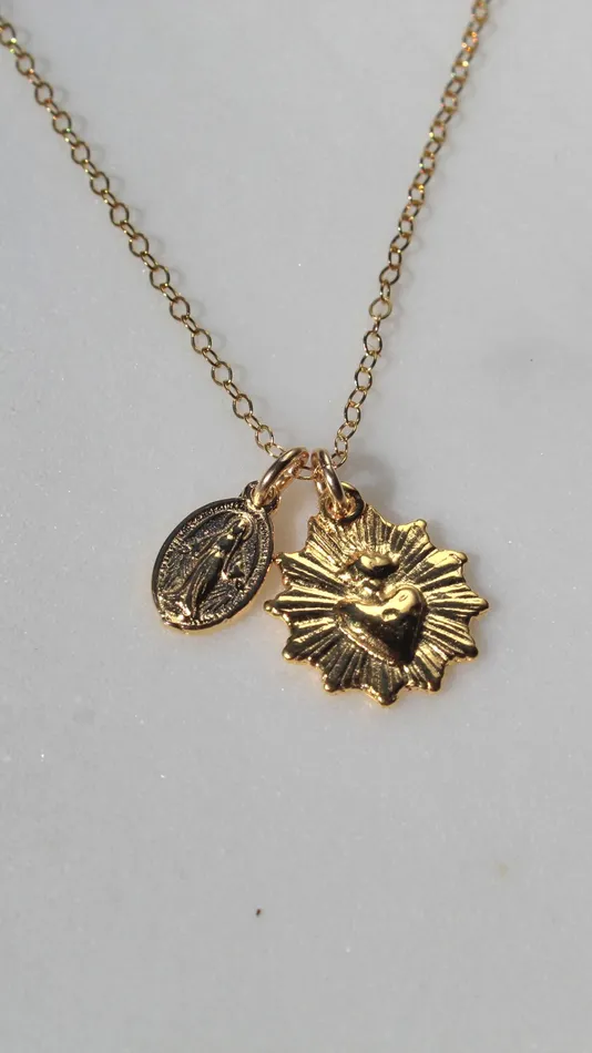 TheLittleCatholic Necklaces The Little Sacred Heart and Miraculous Medal Necklace