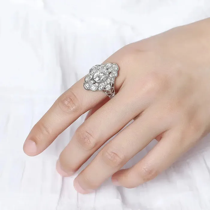 Vintage White Gold Engagement Ring Moissanite 2ct Luxus Moissanite Rings