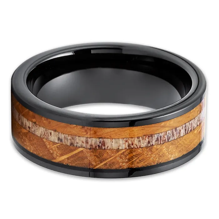 Whiskey Barrel Wedding Rings Whiskey Barrel Tungsten Ring Deer Antler Ring 8mm Clean Casting Jewelry Rings