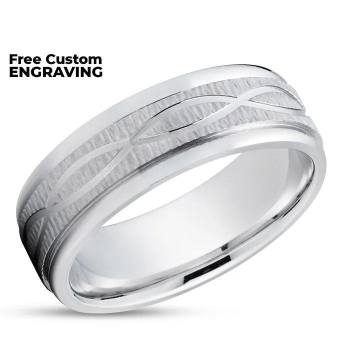White Gold Wedding Ring Infinity Design Gold Wedding Ring Engagement Ring 14K Clean Casting Jewelry Rings